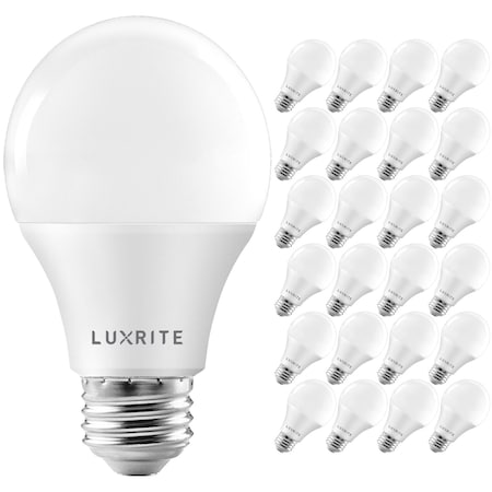 Luxrite A19 LED Light Bulbs 11W (75W Equivalent) 1100LM 5000K Bright White Dimmable E26 Base 24PK LR21433-24PK